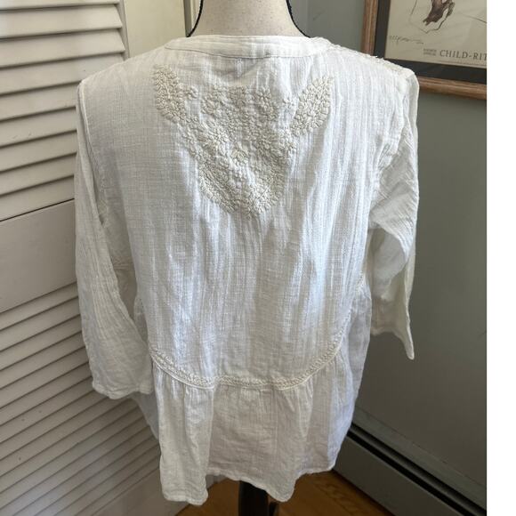 RACHEL ZOE Womens Tunic *Large Gauzy Embroidered Keyhole Neckline Bohemian - Picture 4 of 10